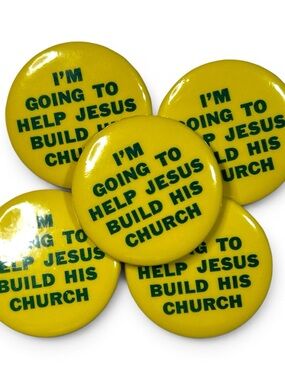 Vintage Christian Pin Lot Jesus Build His Church Buttons 80s 90s Religious